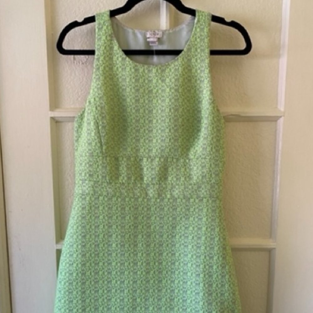 J.CREW knee length tweed chartreuse and white dress